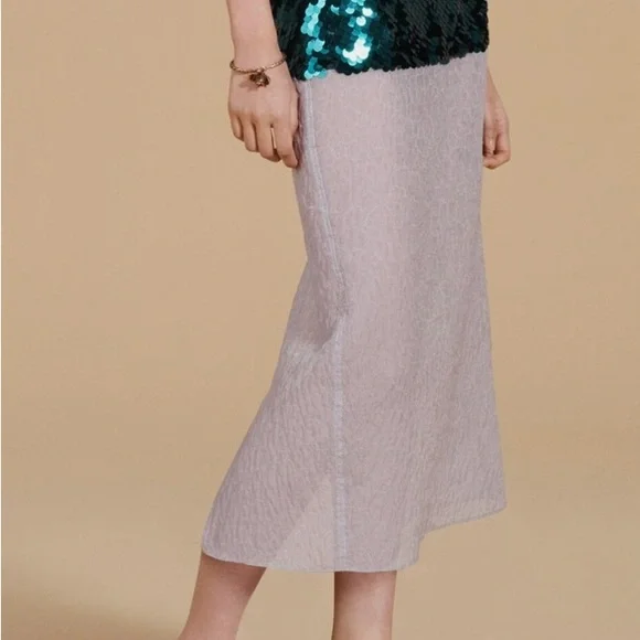 Zara Contrast Sequinned Skirt Limited Edition Dusty Mauve Size XS S 2630/800 NWT - Picture 3 of 8
